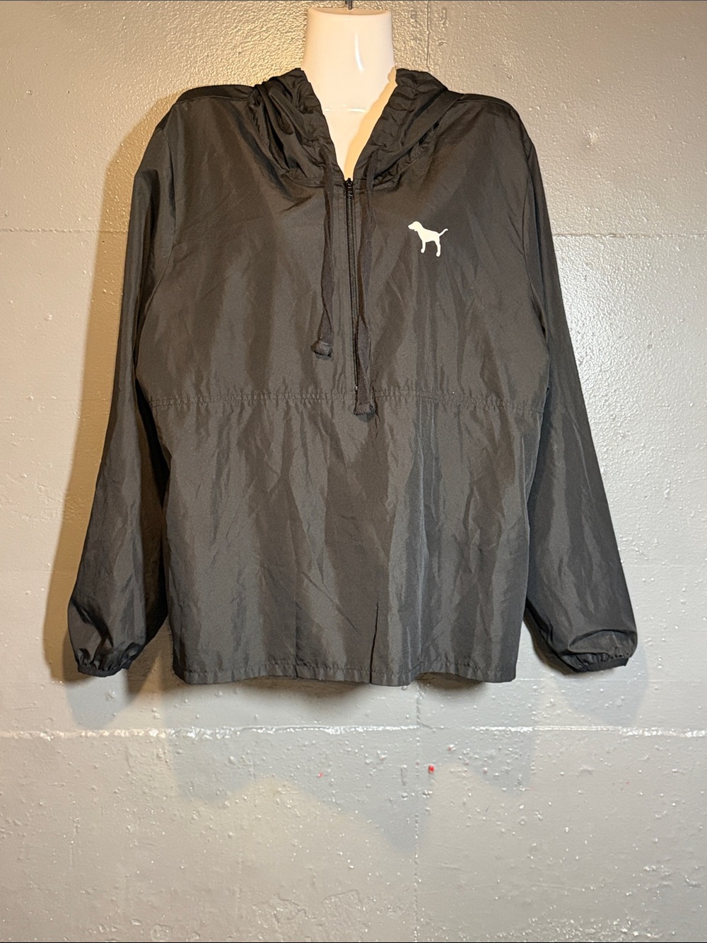 PINK Victoria's Secret Black Women’s Hooded Pullover Raincoat